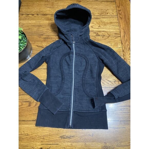 lululemon Gray & Black Scuba Full Zip Hooded Hoodie - 2 - Picture 1 of 10